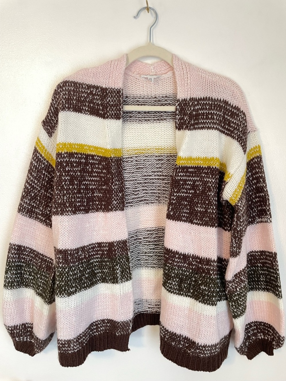 CANDANCE CAMERON BURE balloon sleeve stripped cardigan with pockets size xs